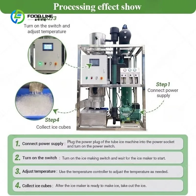 Macchina per Ghiaccio a Tubo da 5T per Logistica e Distribuzione di Verdure, Trasporto a Catena del Freddo, Riduzione delle Perdite durante la Spedizione, Personalizzabile - immagine 5