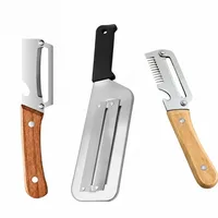 Ergonomic Wood Handle Fruit Vegetable Peeler Stainless Steel Paring Knife Multi Purpose Kitchen Tool for Home Restaurant Daily 6