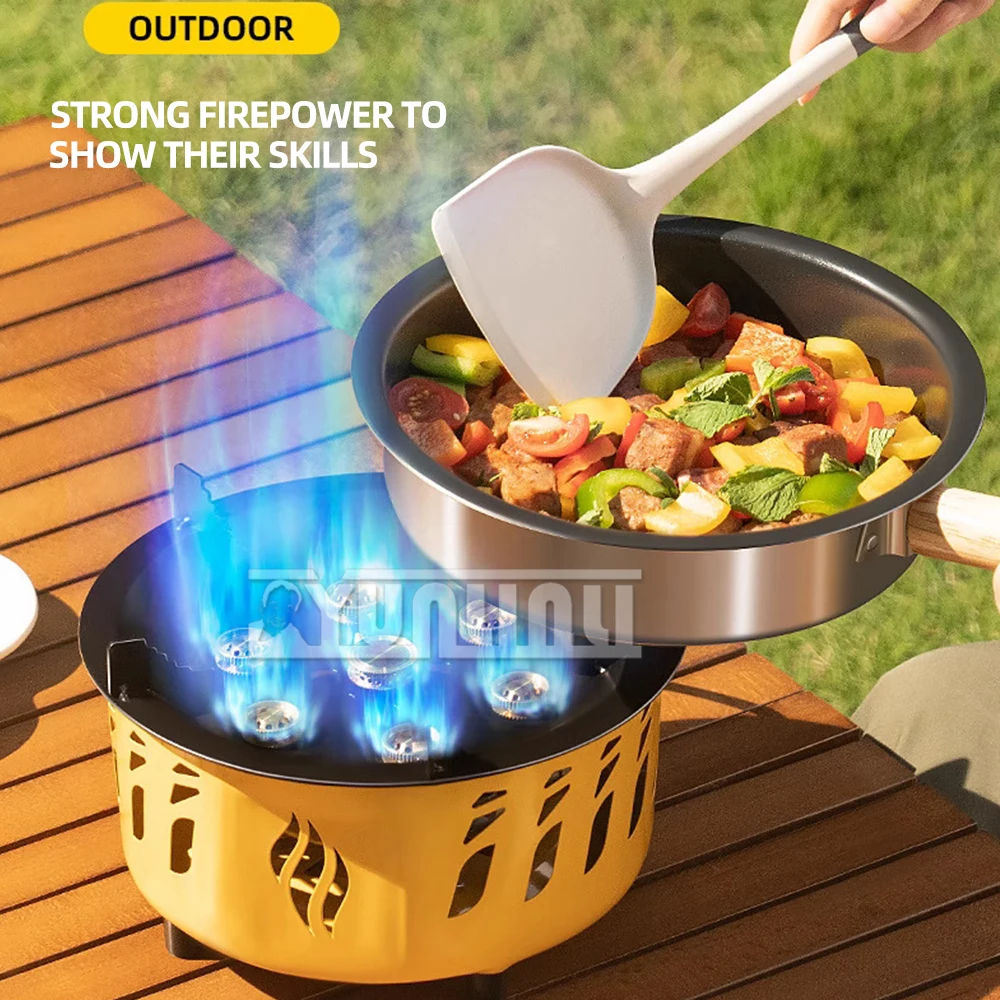 7-hole Fierce Fire Stove, Portable Windproof Gas Stove, Camping Car Outdoor Cooking Utensils