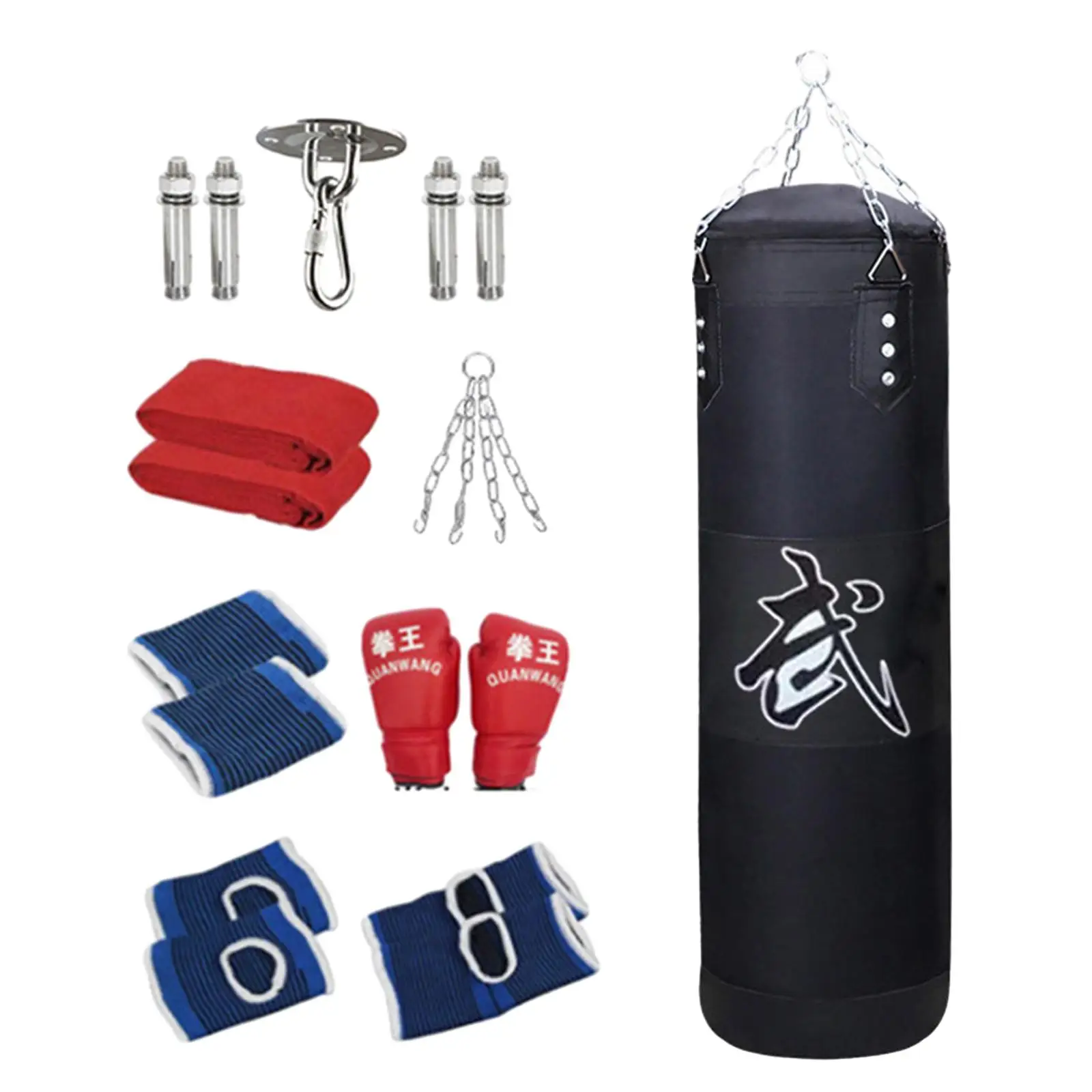 Boxing Bag with Chain Ankle Guards with Punching Gloves Fitness Punching Bag for Home Gym Kids Mma Martial Arts Kickboxing
