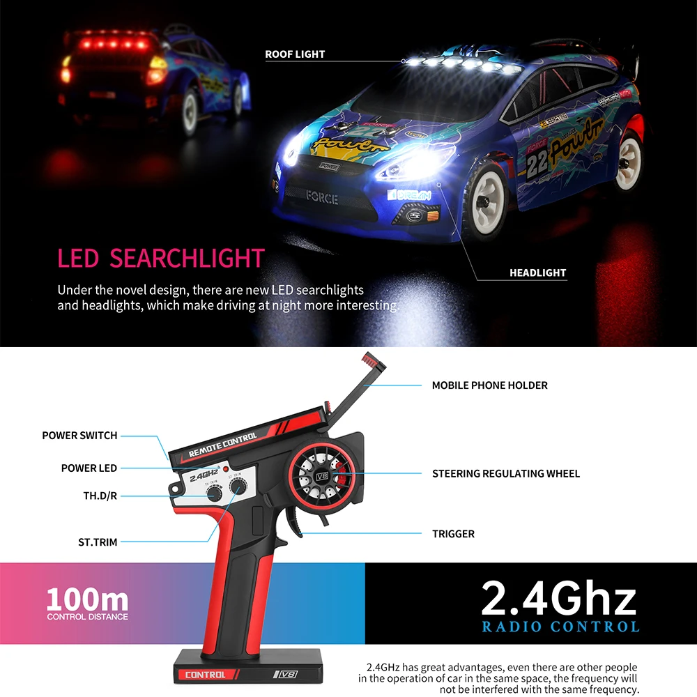Wltoys 1/28 Mini RC Car 284010 4WD Off Road 30km/h Racing Speed Cars 2.4G Remote Control Vehicle with Light Toys for Children 5