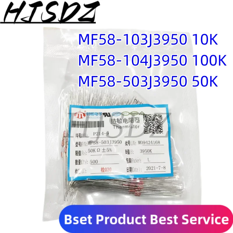 Termistore Sellado De Vidrio 20 Piezas, Sensor De Temperatura Para Cocina De Induccion, Mf58-103J3950, Mf58-104J3850, 10K, 50K, 1