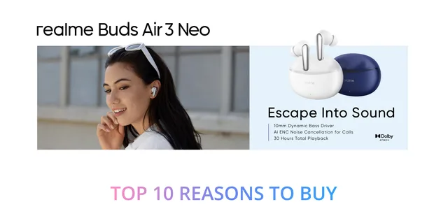 realme Buds Air 3 NEO TWS Earphone Bluetooth 5.2 30 Hours Battery