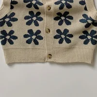 Autumn Baby Knit Vest Retro Flower Sleeveless Garment Kids Cardigan for Girls Boy Sweater Children Clothing Fashion Baby Clothes 6