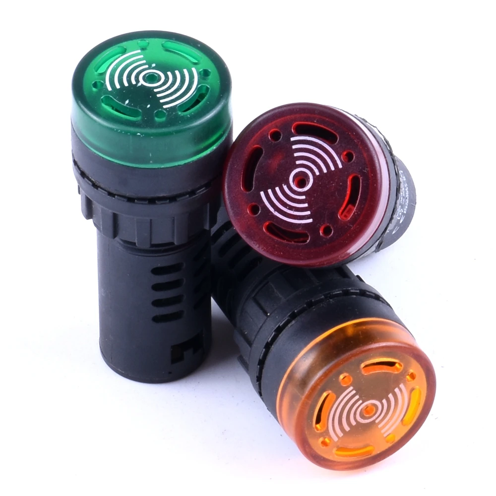 

AD16-22SM Multi-Voltage LED Buzzer & Alarm Indicator for Industrial Use: 12V-220V 22mm Dia Red Green Yellow Flash Signal Light