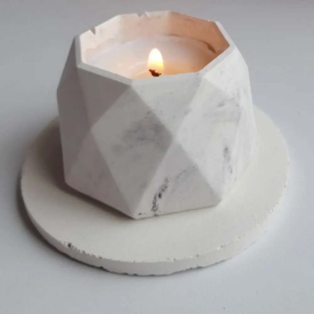 Hexagon Candle Jar Silicone Molds for Handmade Epoxy Plaster Concrete Clay Candle Holder Planter Pot Decor