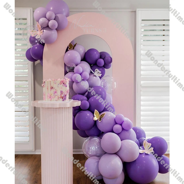 Guirlande de ballons Joyeuse Anniversaire Lilas et Violet