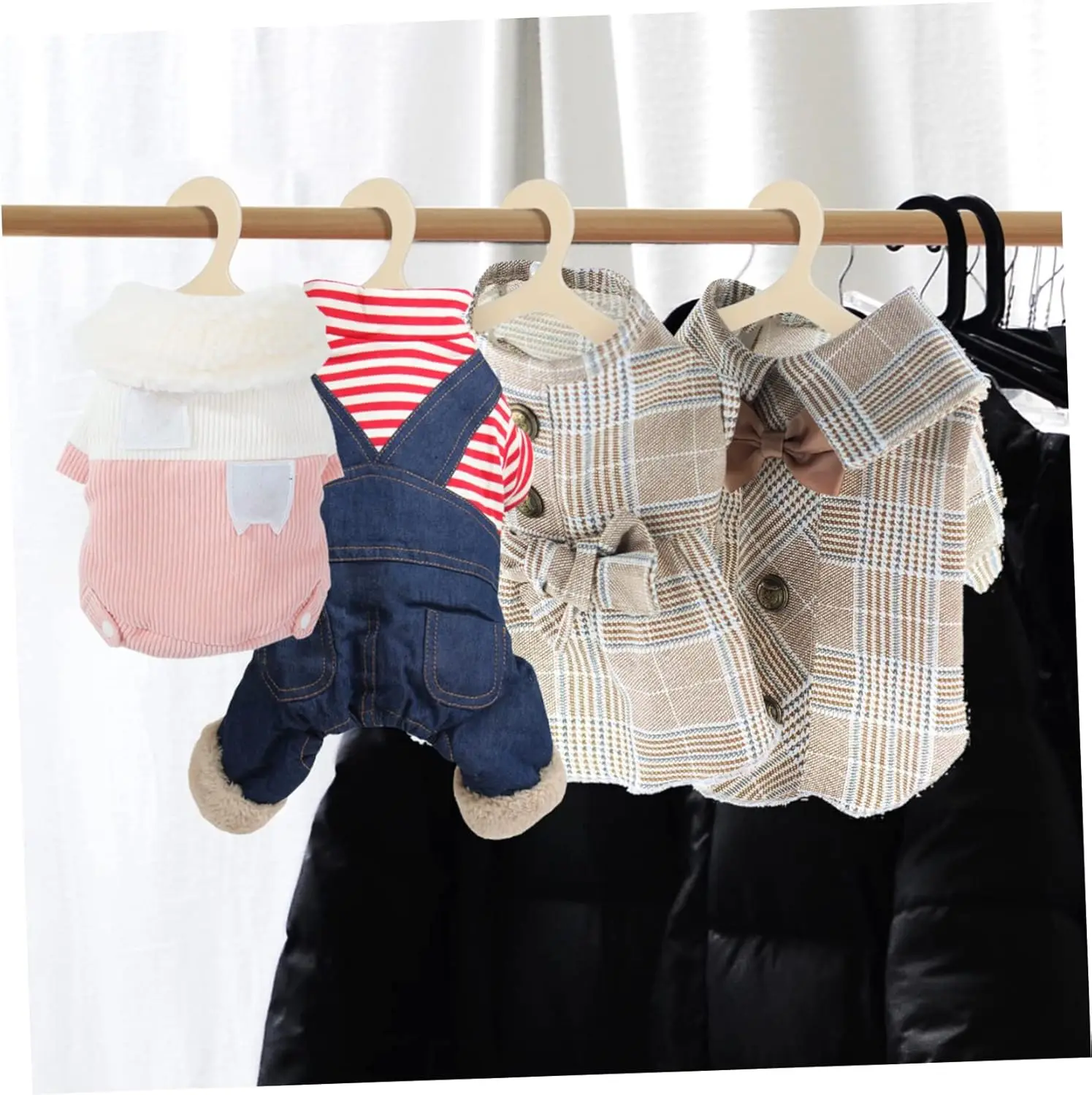 10-40 Pack Plastic Mini Pet Hangers Dog Clothing Hanging Racks Doll Outfit Hanger Puppy Accessories Coat Costume Hangers 5