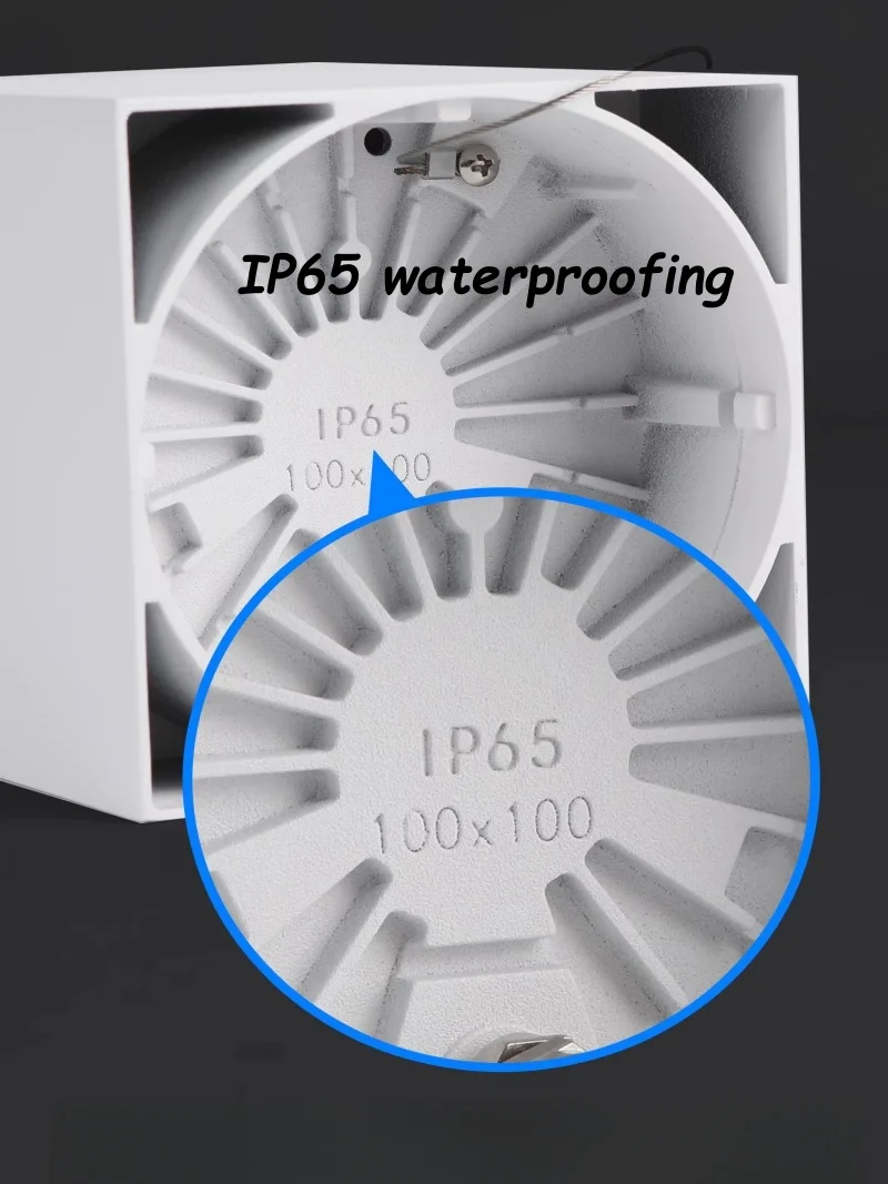 실외용 LED 천장 조명 다운라이트 IP65 방수 스팟 조명 사각형, 흰색/검정색 욕실 주방 가정용 표면 장착형