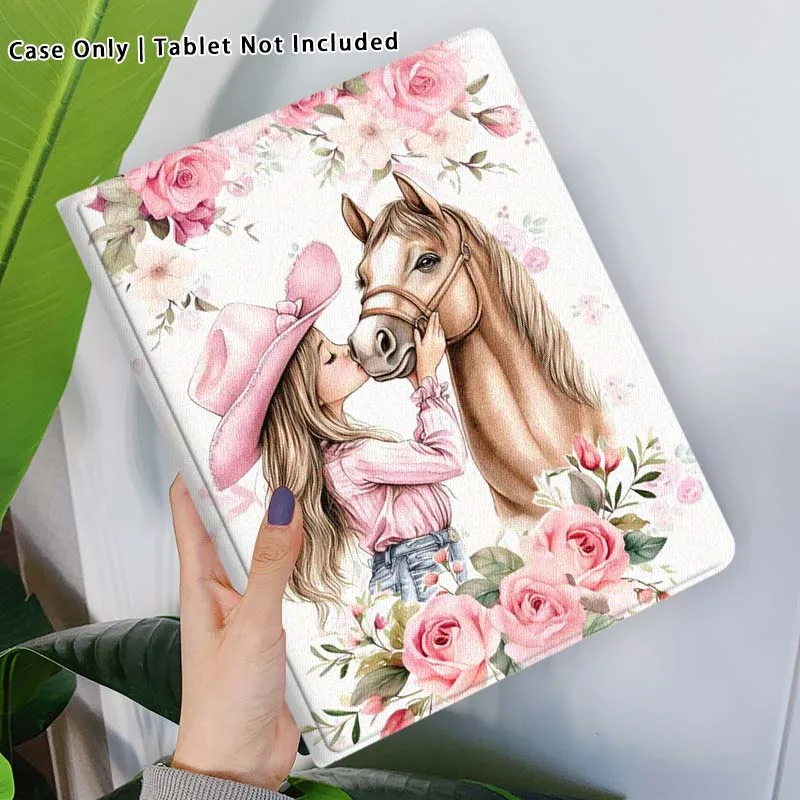 Cartoon Girl and Horse Tablet Case