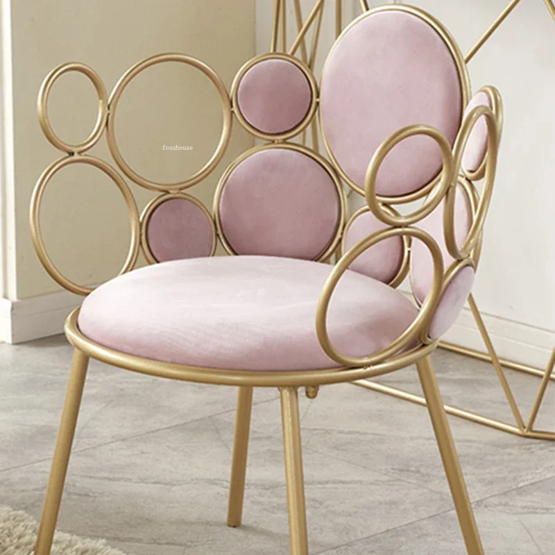 Nordic Simple Iron Art Living Room Chairs Home Furniture Living Room Sofa Backrest Armchair Creative Bedroom Makeup Chairs