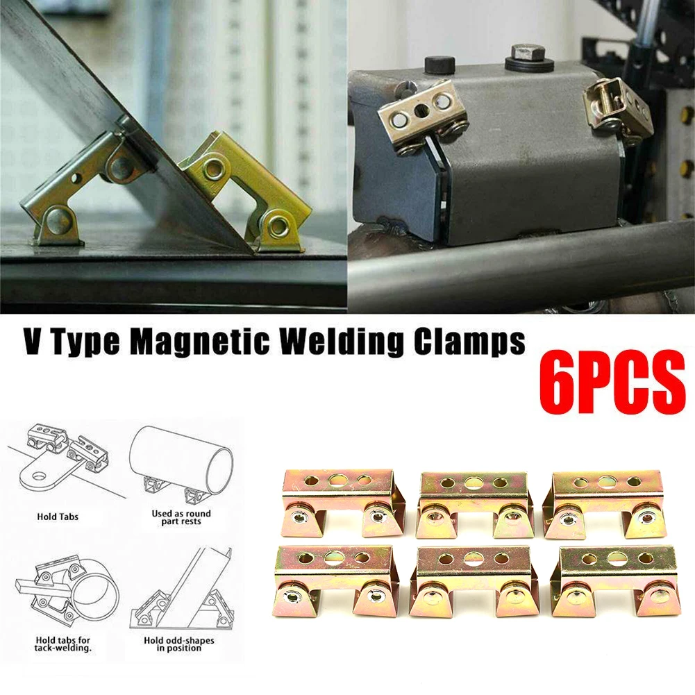 6pcs V Type Magnetic Welding Clamp Fixture Adjustable Magnet V-Pads For Door Casement Tools Hand Tools Metal Working Tool magnetic welding holders welding accessories clamp magnetic welding fixer