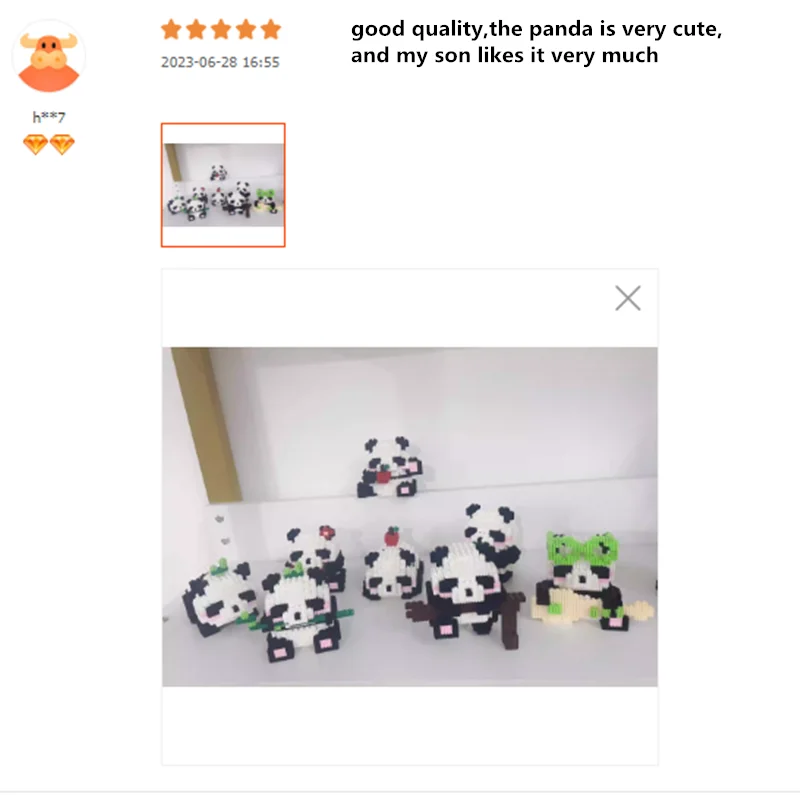 Kawaii Panda Life Micro Building Blocks Cute Animal Model Huahua