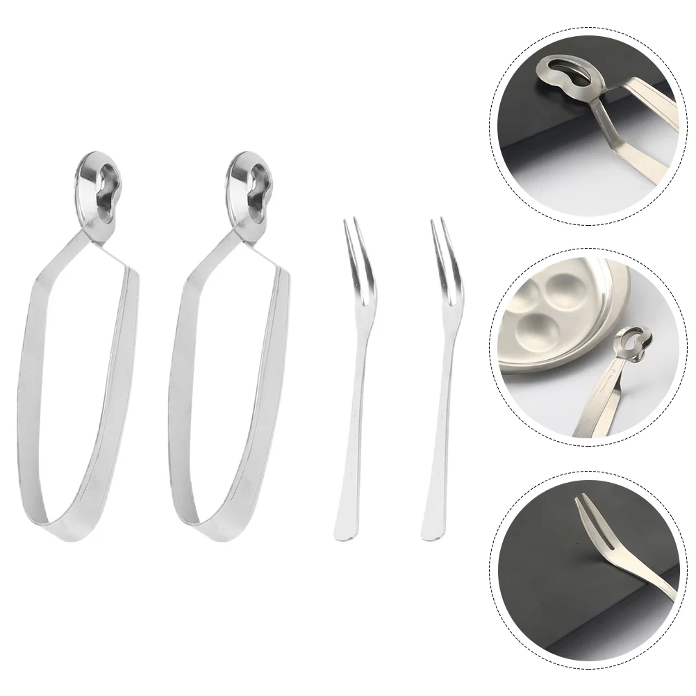 

Stainless Steel Food Shellfish Tongs Anti-scald Seafood Clip Eating French Baked Snail Clip Fork Set Home Kitchen Tableware