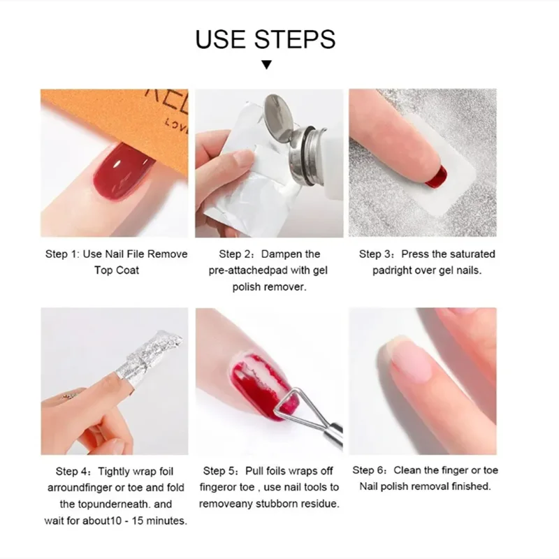 100 Stück Nagelfolien-Entferner – Mit Wattepads Für Gel-Nagellack (Aluminiumfolie, Einfach In Der Anwendung)
