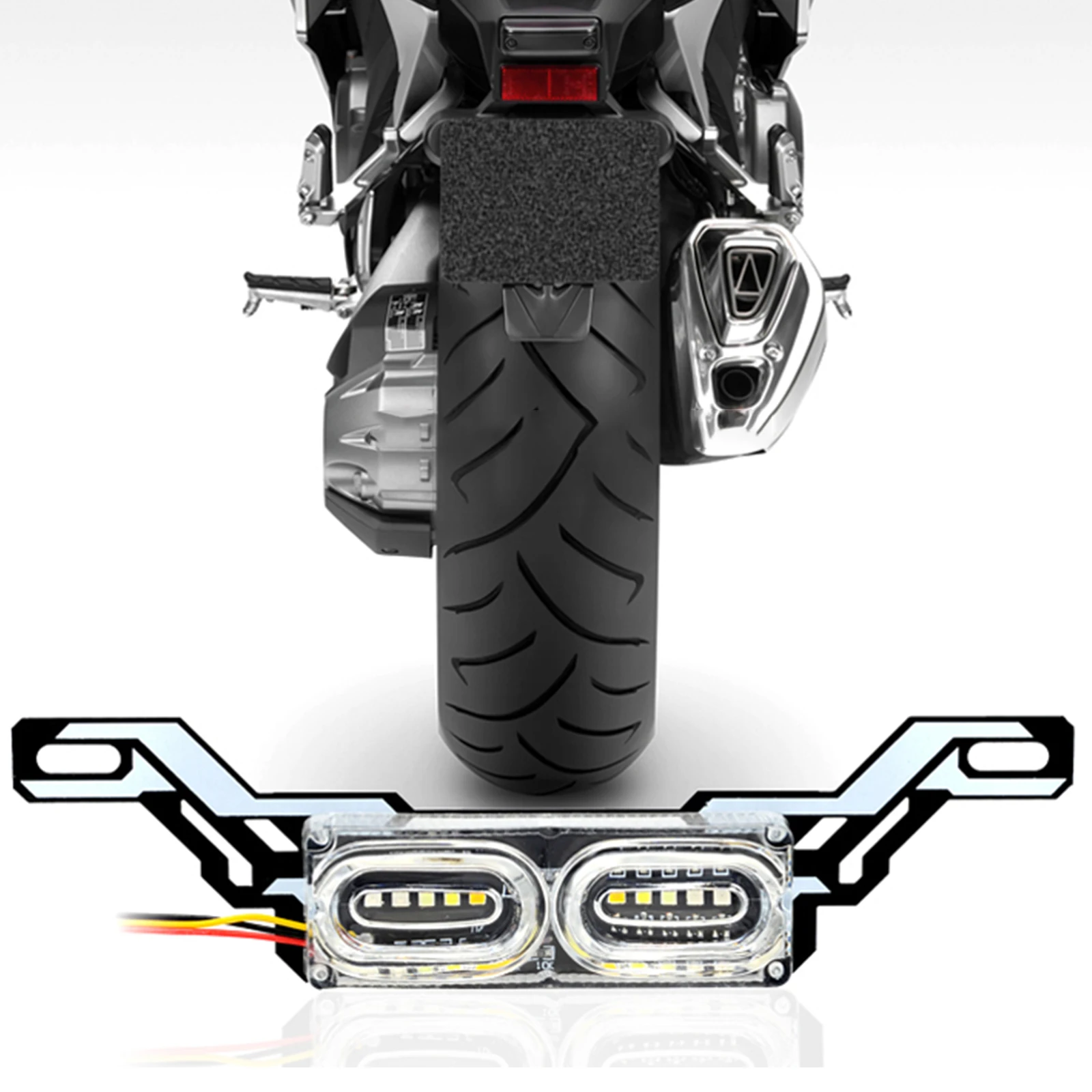 Motorcycle LED Lights Motorcycle DRL Strobe brake Lamp LED Flash Stop Light flow RGB colorful LED License Plate tai police warning day light DC 12V