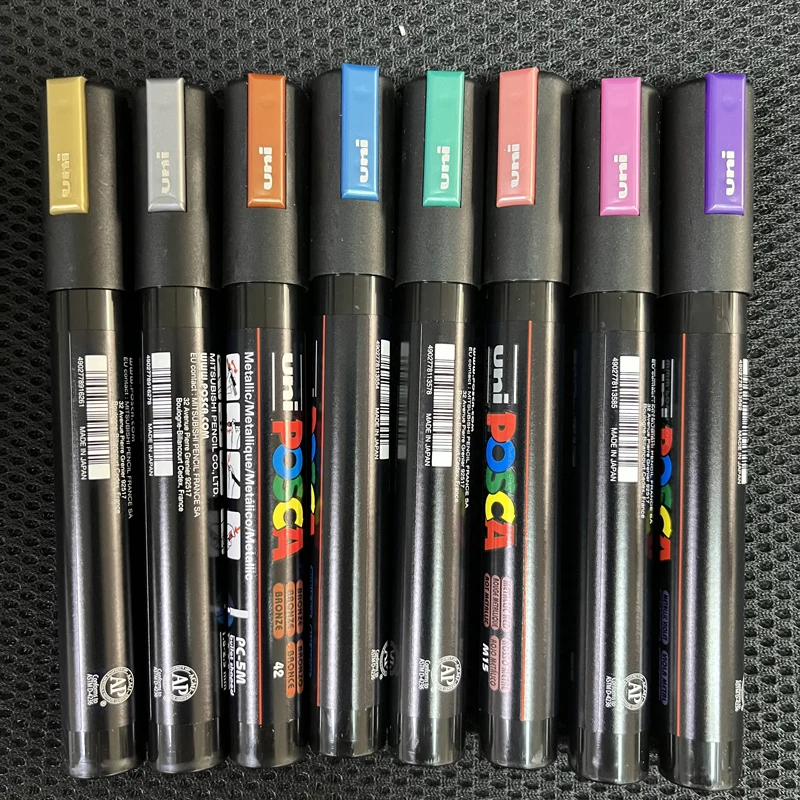 Posca PC-5M 수성 네임펜 페인트 펜, 메탈릭 색상 8 개 세트