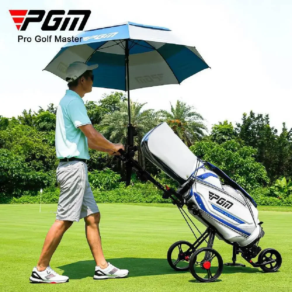 Golf Cart, 3 Wheel Folding Golf Cart with Foot Brake Umbrella and Cup Holder with Seat, Light Trolley Adjustable Handle
