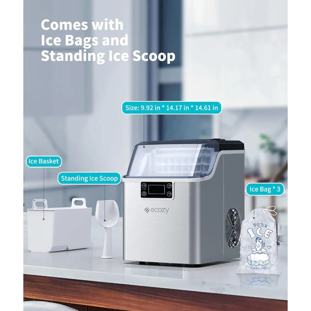  ecozy Portable Ice Maker Countertop, Self-Cleaning Ice