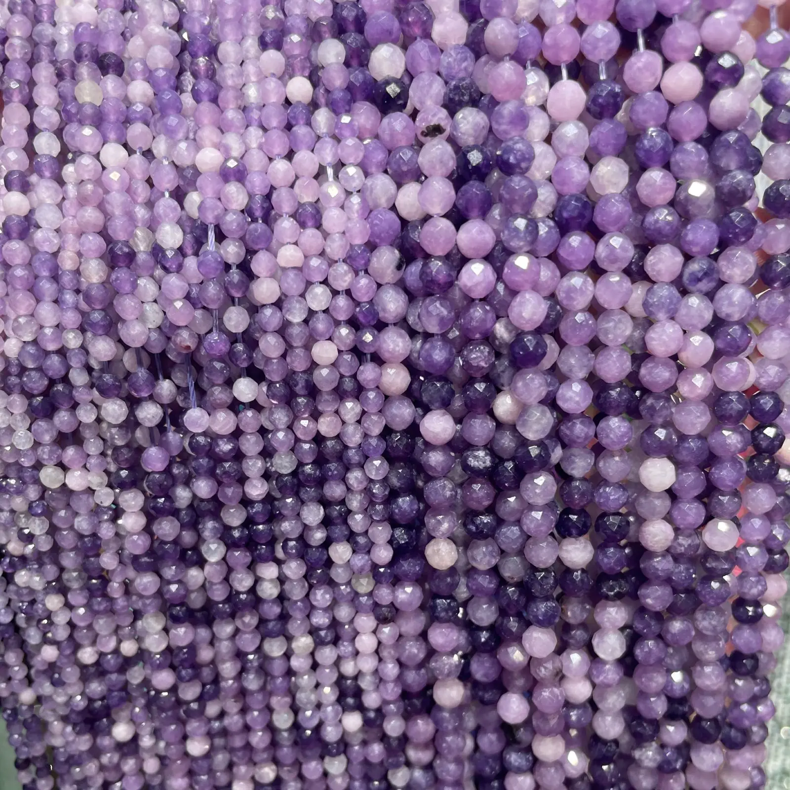 

Natural Stone Beads High-light Faceted Purple Lepidolite Small Faceted Loose Beads 2 3 4mm Bracelet Necklace Jewelry Making