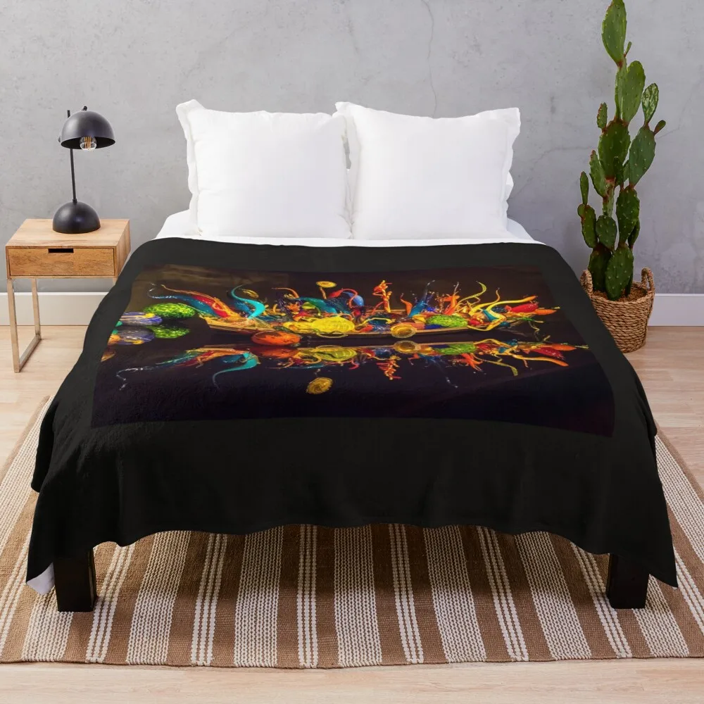 Boat with glass art Throw Blanket Travel Blanket Tourist Blanket
