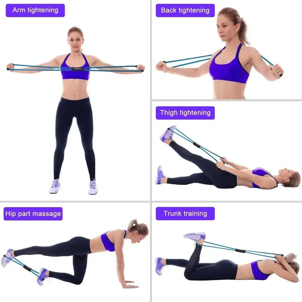 1Pcs Home Gym Elastic Band Portable Fitness Equipment 8 Shape Tension Rope Yoga Resistance Band Shoulder Opening Chest Expander Fitness Resistance Band Fitness Accessories
