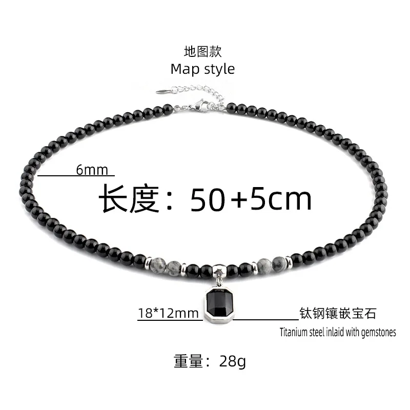 Stainless Steel Men Necklace with Tiger Eyes Stone Beads