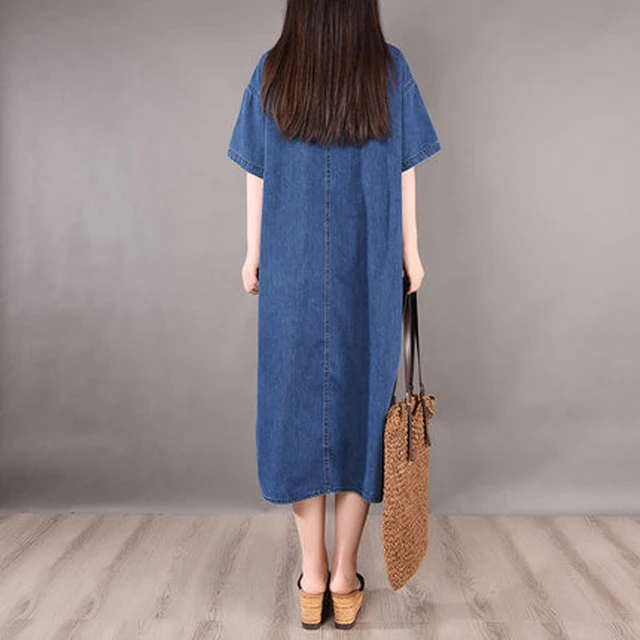 2023 Summer Women's Dresses Korean Chic and Elegant Fancy Women Denim Dress  Vintage Luxury Loose Plus Size Short Dresses - AliExpress