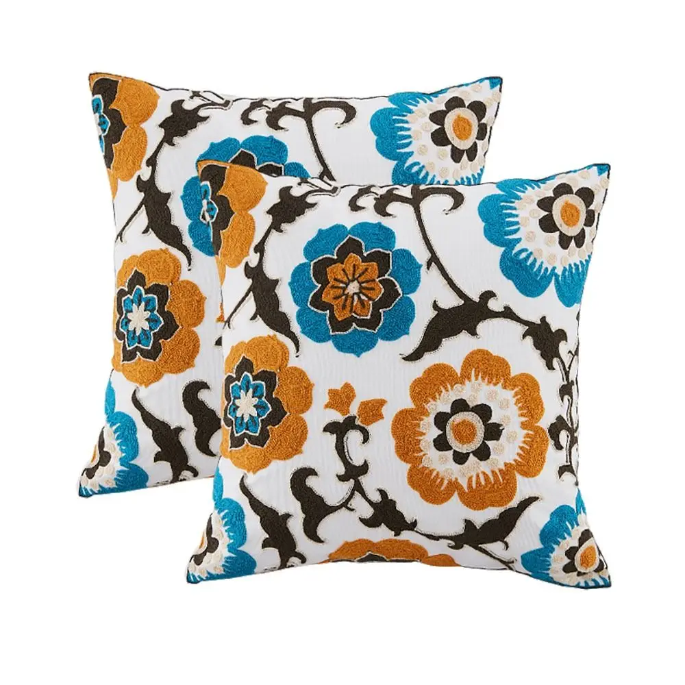 

1/2pcs Canvas Throw Pillow Covers Blue 18*18 Inch Simple Home Decor Pillowcase Decorative Throw Pillow Cover Office