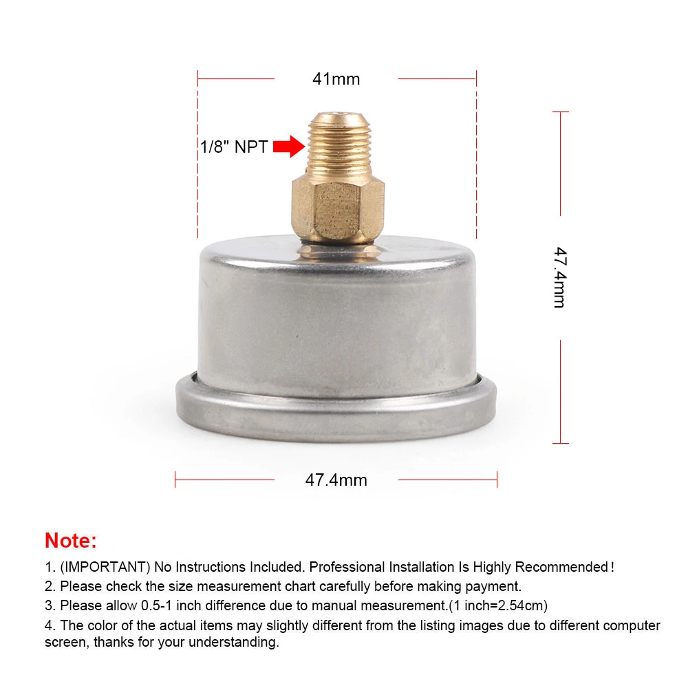 45mm 게이지 조절식 연료 압력 조절기 게이지 0-60psi 0-100psi 리퀴드 크롬 블랙 유니버셜