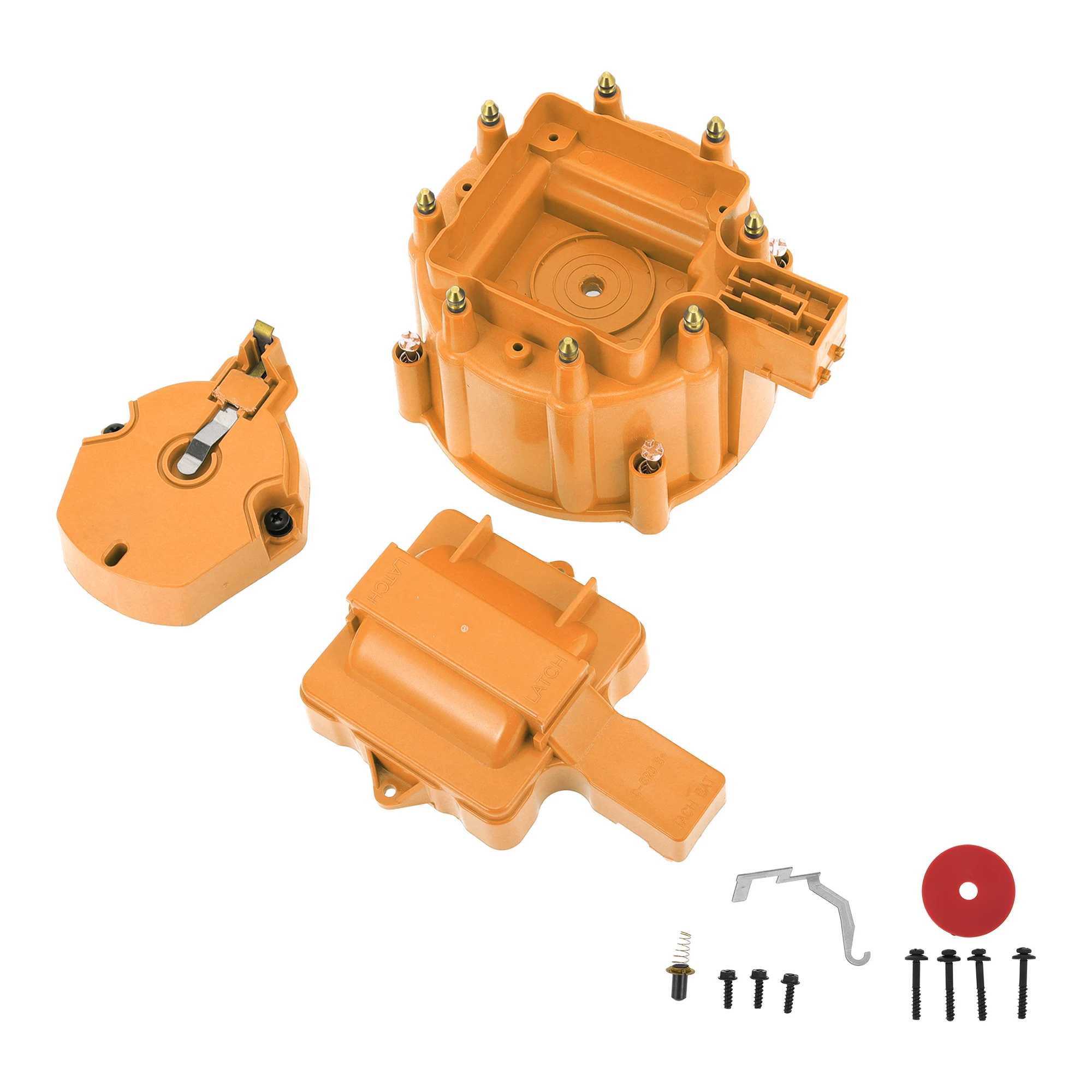 UXCELL Distributor Cap Kit Compatible for Chevy for GM SBC BBC 305 327 350 396 454, Durable ABS Orange with Rotor