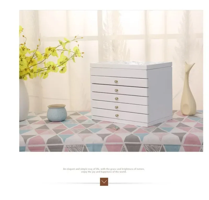 Big Size Wood Jewelry Storage Box Drawer Ring Necklace Jewelry Boxes Organizer Case Earrings Display Bangles Tray Accessories