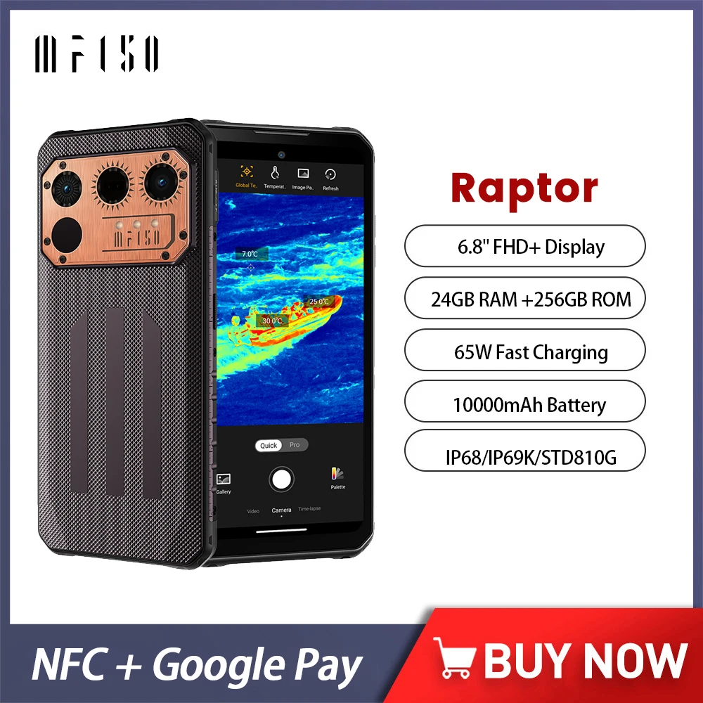 Iiif150 Raptor Phone Thermal Imaging 6.8 Pollici 120Hz Ultra Sottile Ip68 Cellulare Robusto 12Gb 256Gb 108Mp 10000Mah 65W Ricarica Rapida