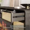 Boho 68" TV Stand Entertainment Center w/ 36" Electric Fireplace Heater Rattan Console Table Flame Effect Ample Storage Modern 4