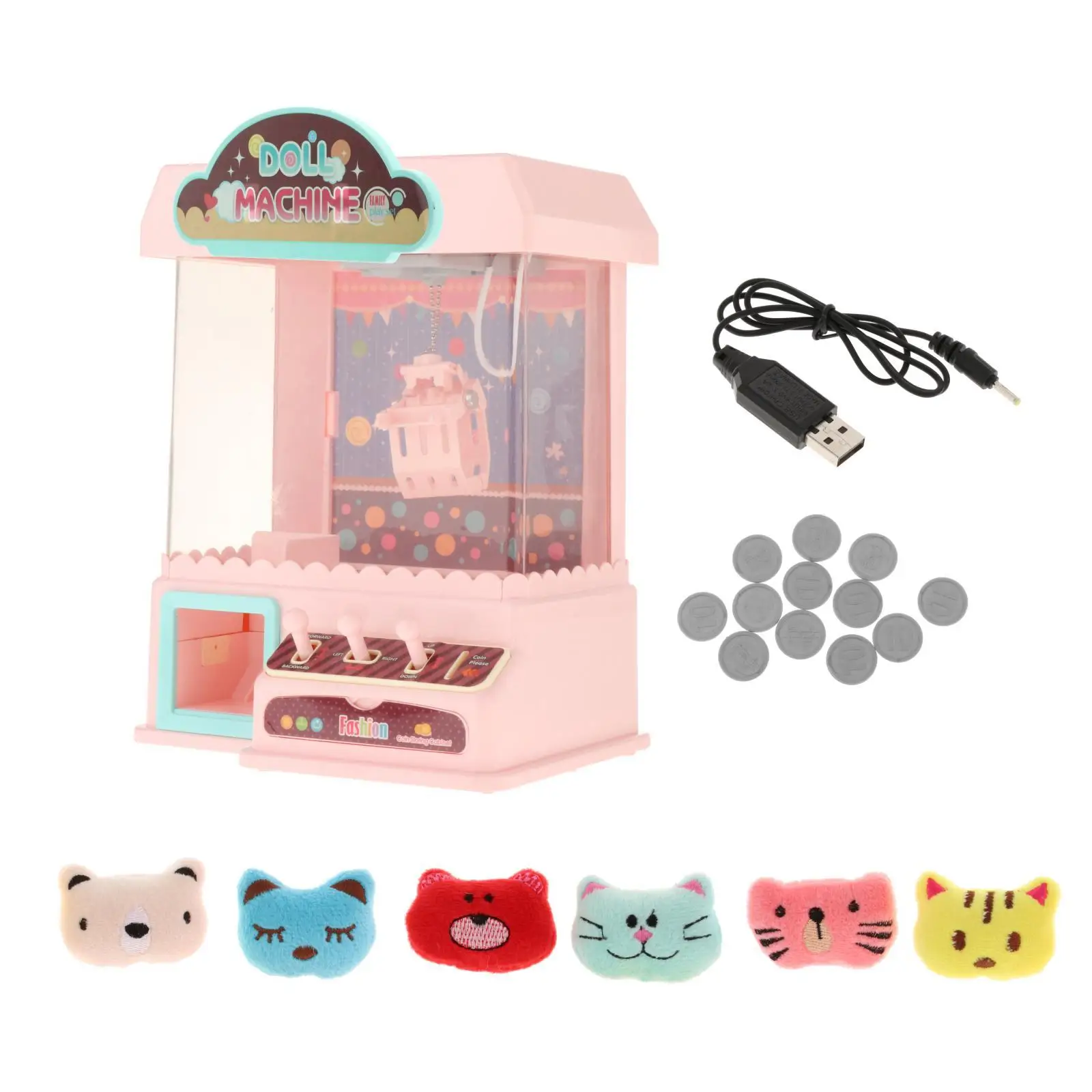 Rechargeable Claw Machine with 6 Dolls Play House Dollhouse Gifts Girl Grab Doll 5