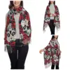 Vintage Floral Skull Scarf for Women Fall Winter Cashmere Shawls and Wrap Roses Long Large Shawl Scarf Daily Wear 2