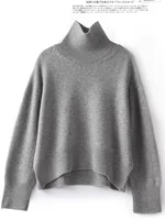 Autumn and winter new 100% pure cashmere sweater women's thick turtleneck sweater pullover loose knit sweater - Image 3