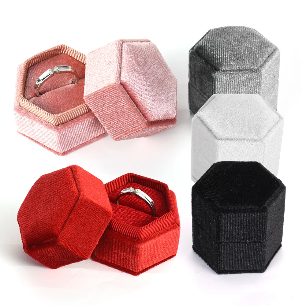 

Бархатная шкатулка для ювелирных изделий, органайзер шестиугольной формы для хранения колец, свадебных колец, витрин, держатель для женщин, подарочная упаковка для серег