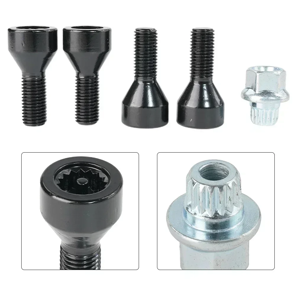 Set Bulloni Di Bloccaggio Ruota Originali BMW - 4 Bulloni Sicurezza Con Adattatore, Per Modelli Serie 3 E 4, M14 X 1.25