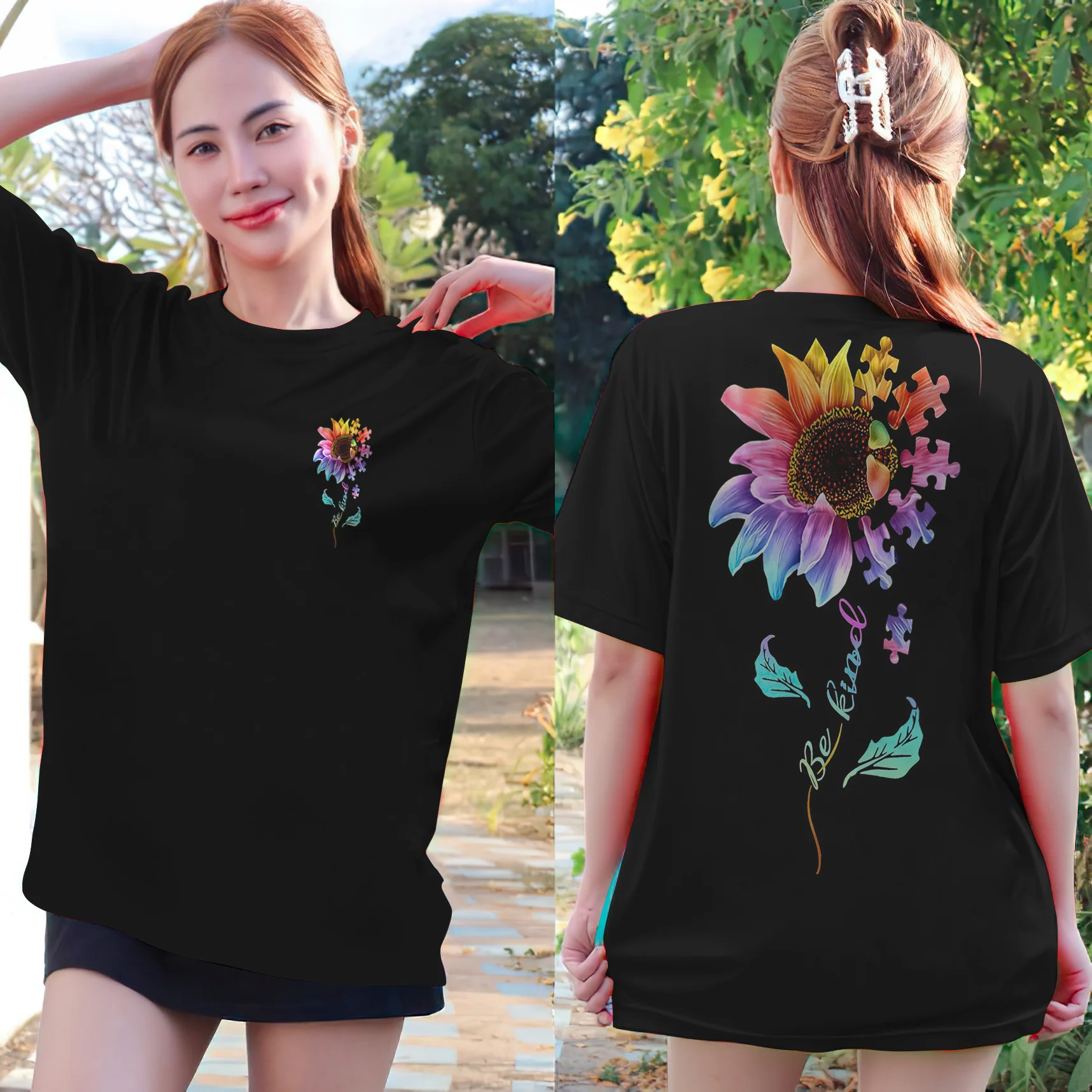 

Fashionable Women's T-Shirt Short Sleeve 2024 Trendy Clothes Sunflower Pattern T Shirt Summer Clothing T-Shirts O-Neck Y2K Trend