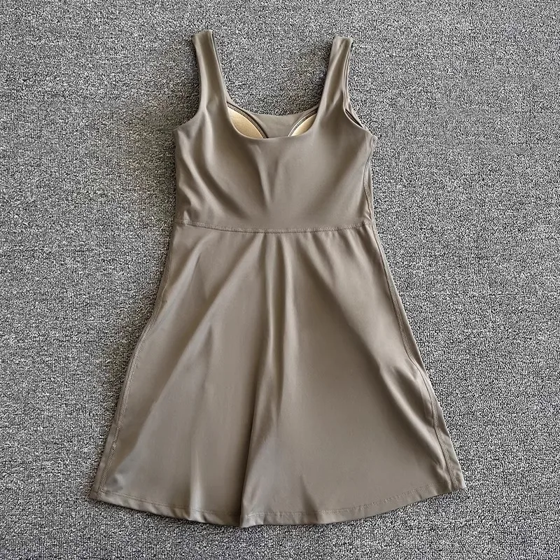 Women Sports Suits Tennis Dress Women Sports Golf Badminton Skorts Tracksuits With Chest Pads One Pieces Slim Fit Soft Yoga Suits
