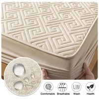 Waterproof Mattress Cover Multi Size Fitted Sheet Bed Cover Machine-Wash Bedspreads For Double Bed Anti Stain 12 Colors Bed Home 2