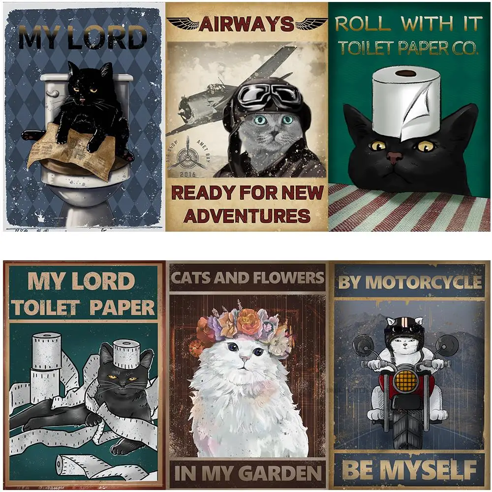 

Cute Black Cat Bar Poster Prints Living Room Posters Bedroom Painting Home Decoration Wall Sticker Salon Picture And Posters