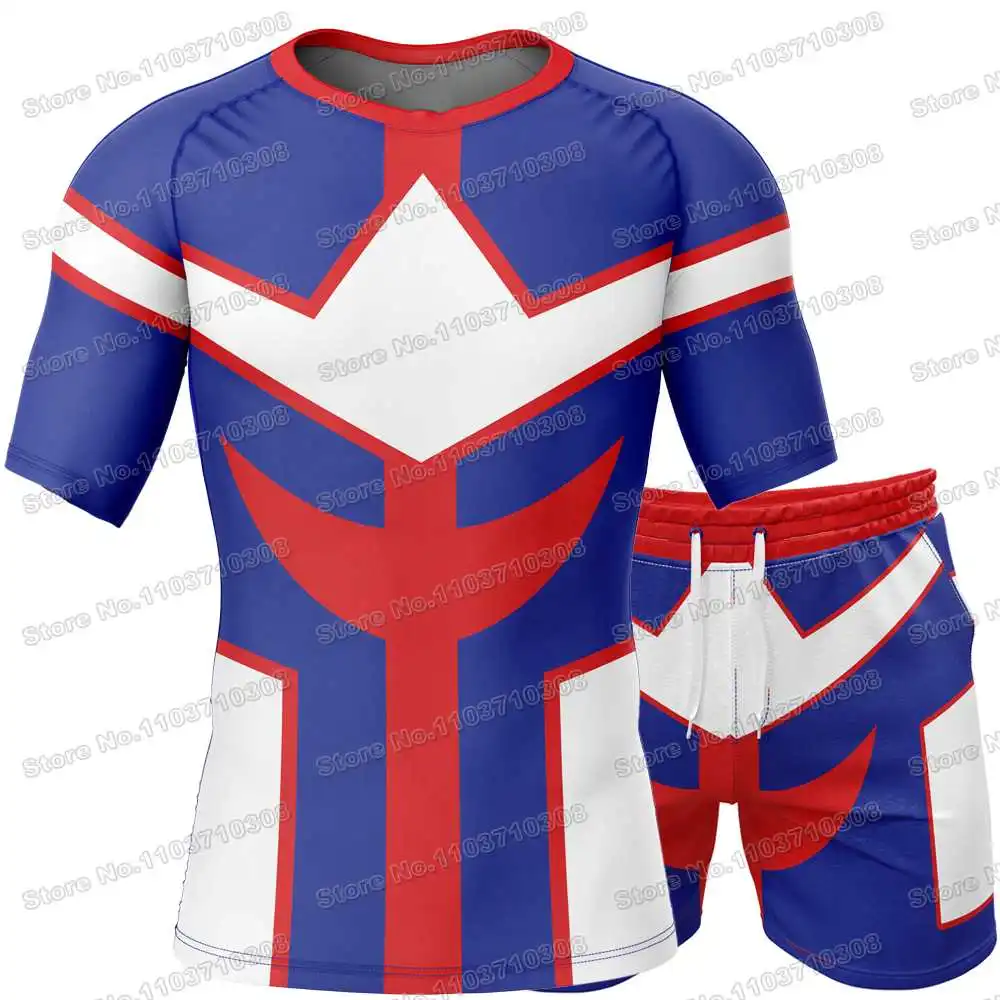 My Hero Academia Rash Guards Surfing Jersey Beach Shirts Swimwear Diving Gym Shorts MMA BJJ Men Jiu Jitsu Fitness Sets