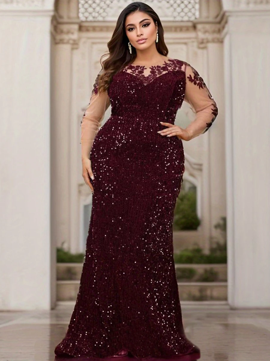 فستان طويل للحفلات المسائية من Curve مزين بالدانتي...