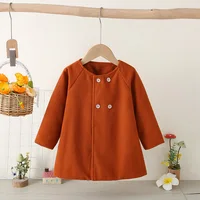 Children's New Girls' Round Neck Raglan Sleeve Woolen Coat Children's Autumn and Winter Westernized Solid Color Woolen Top 4