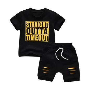 Toddler Baby Boy Fashion Clothes Set lettere stampate maniche corte o-collo t-shirt Top + pantaloni corti abiti estivi per neonati 1
