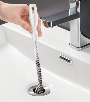 Spazzola per dragaggio tubi Spazzola per pulizia lavello fognario per capelli da bagno Detergente per scarico Detergente flessibile Strumento per rimozione fori tappo intasamento 1