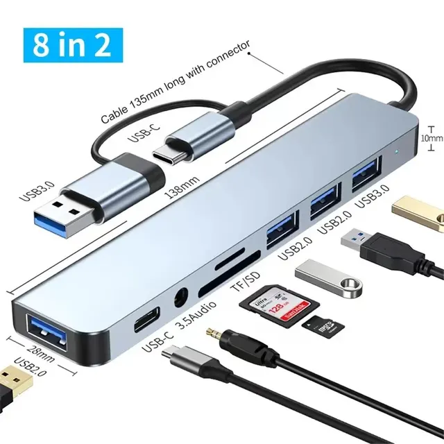 8-in-2 USB Hub Docking Station 1