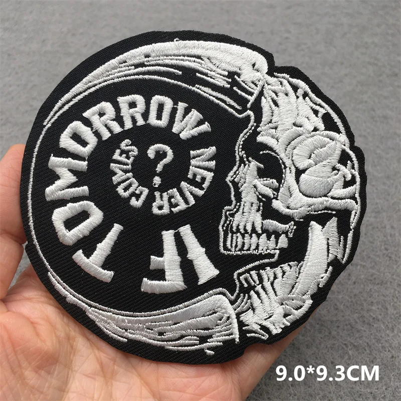 Black and White Ghost Zipper Embroidered Iron-On Punk Patches